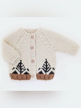 2-3t Huggalugs Cream Knit Toddler forest tree Cardigan